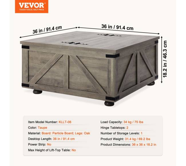 36 colių kaimiškas kavos staliukas su laikymo vieta6