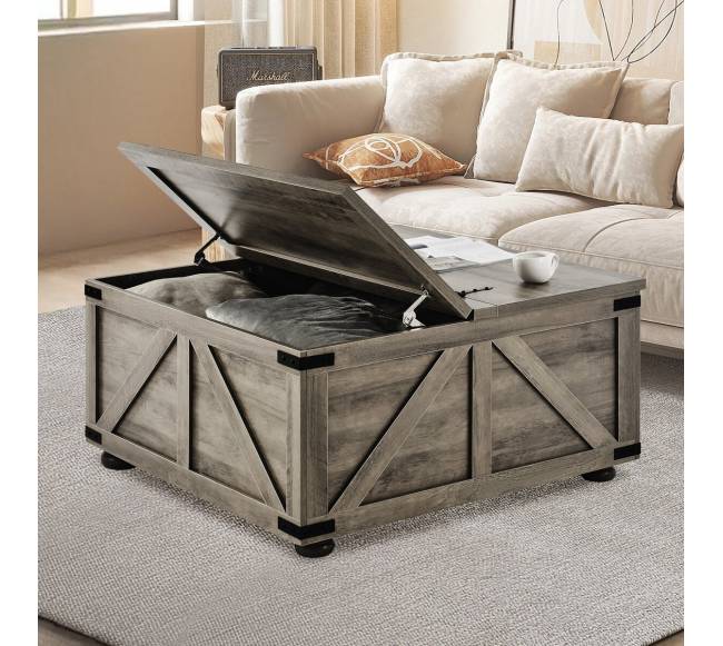 36 colių kaimiškas kavos staliukas su laikymo vieta7