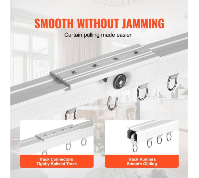 Lubų užuolaidų bėgelis 1.8 m su kabliukais3