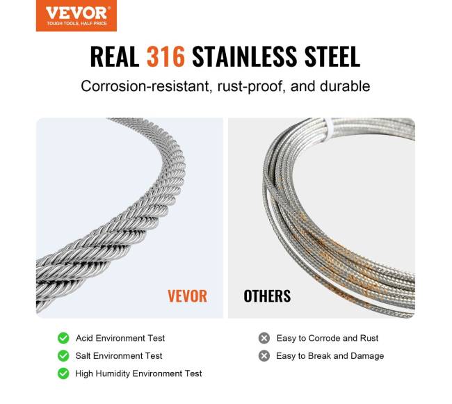 Nerūdijančio plieno 3,18 mm 600 ft trosas1