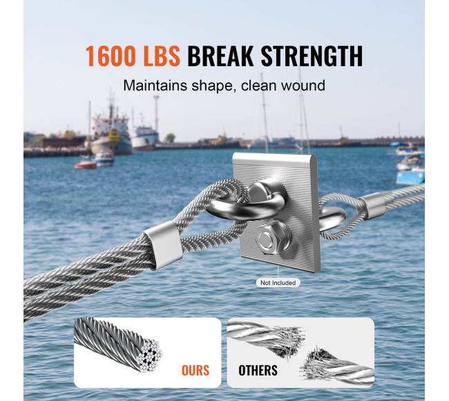 Nerūdijančio plieno 3,18 mm 600 ft trosas3