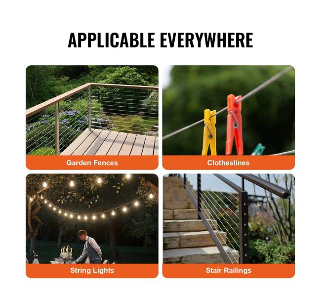 Nerūdijančio plieno 3,18 mm 600 ft trosas4