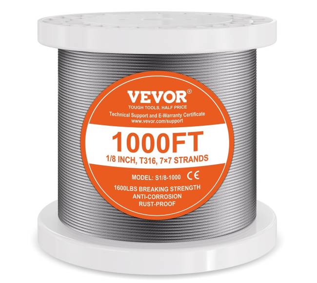 Nerūdijančio plieno trosas 18" 1000 pėdų0