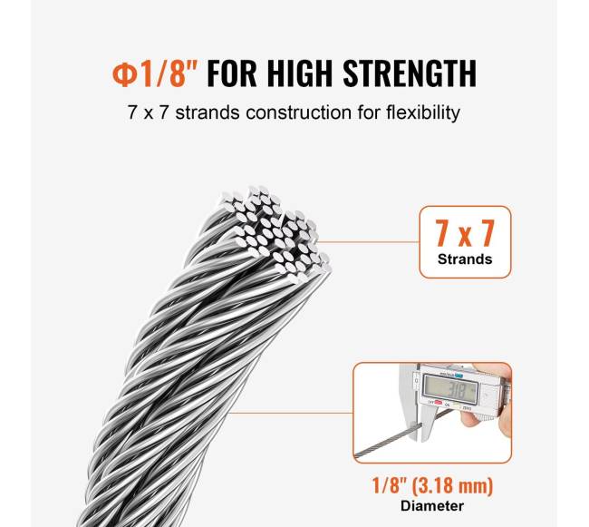 Nerūdijančio plieno trosas 18" 1000 pėdų2