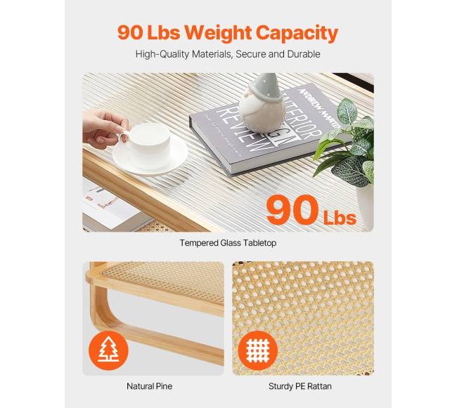 Rataninis stačiakampis kavos staliukas 2 aukštų2