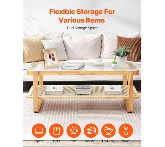 Rataninis stačiakampis kavos staliukas 2 aukštų3