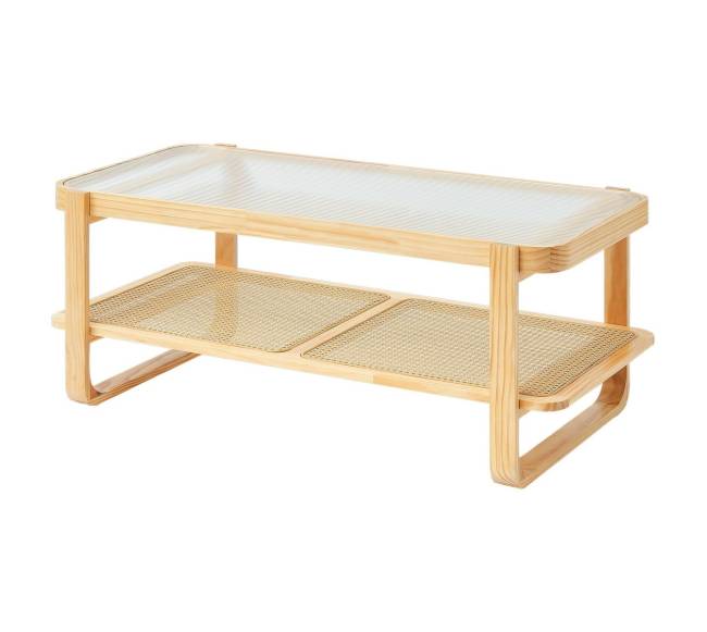 Rataninis stačiakampis kavos staliukas 2 aukštų8