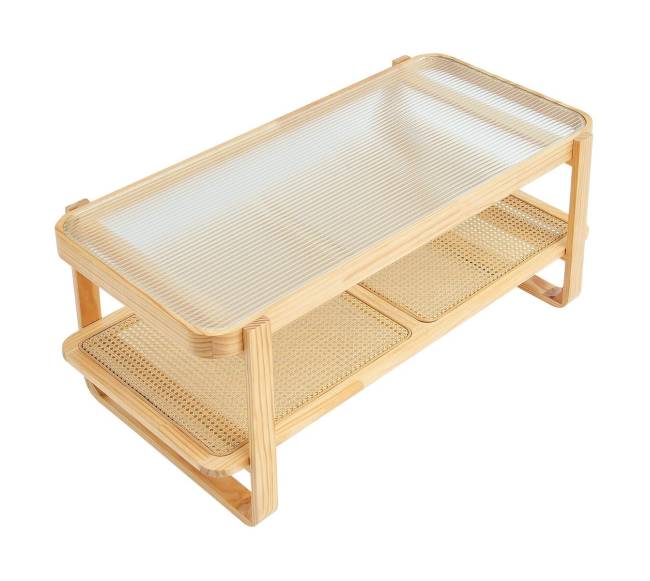 Rataninis stačiakampis kavos staliukas 2 aukštų10