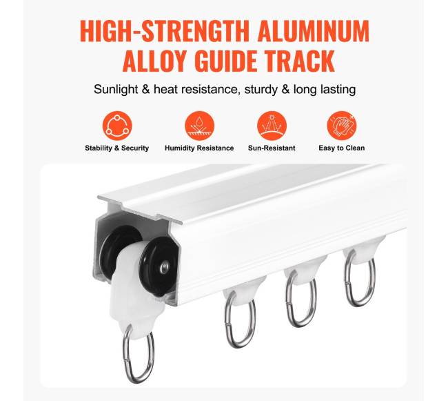 Lubų užuolaidų bėgelis su kabliukais 2.7m2