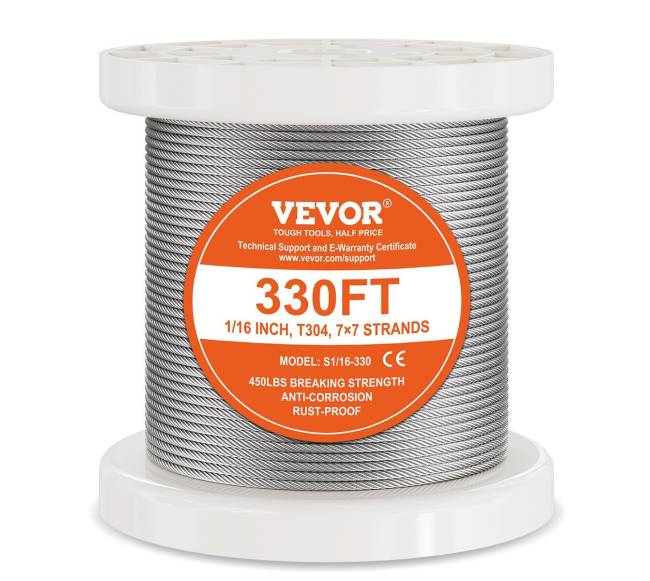 304 nerūdijančiojo plieno trosas 100,6 m0