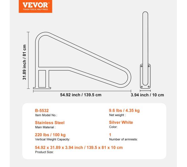 Baseino turėklas iš nerūdijančio plieno6