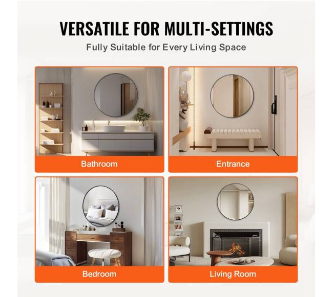 Apvalus sieninis veidrodis su aliuminio rėmu4