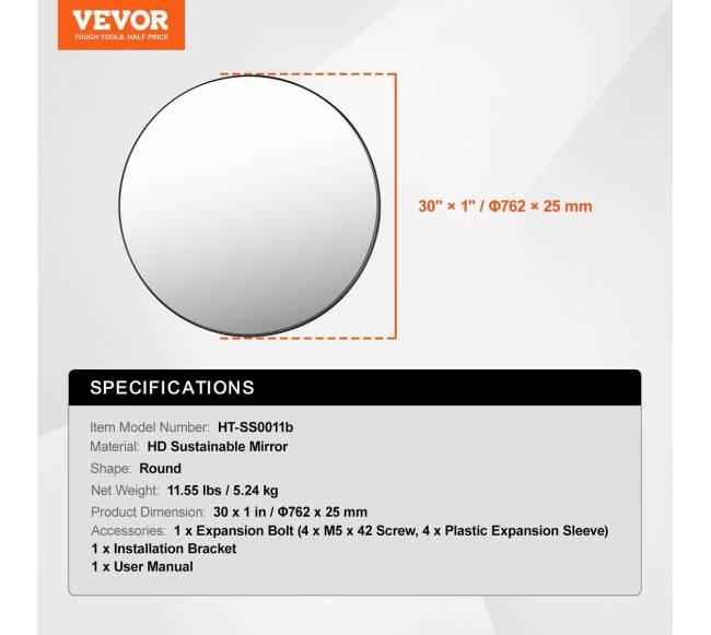 Apvalus sieninis veidrodis su aliuminio rėmu6