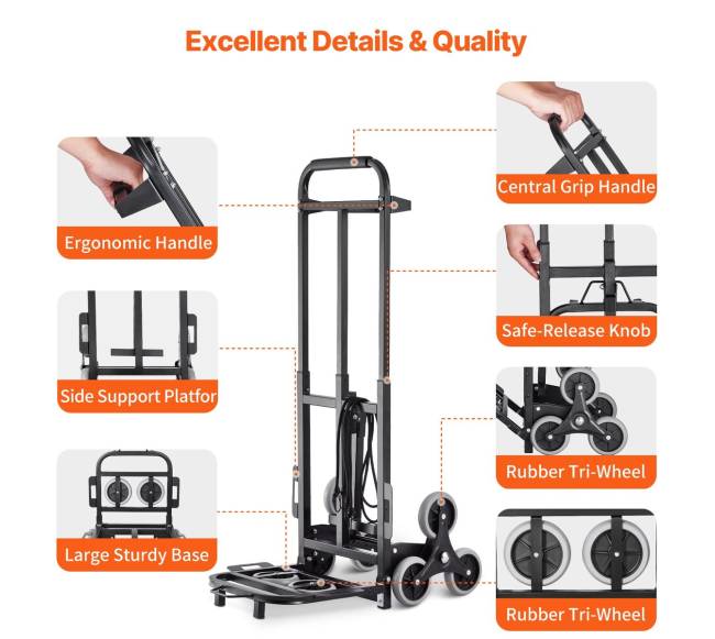 Laiptuose lipantis sulankstomas vežimėlis 6 ratai5