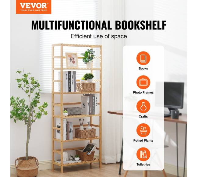 Bambukinė knygų lentyna su 5 lentynomis1