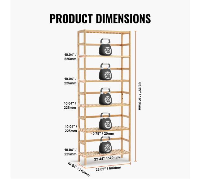 Bambukinė knygų lentyna su 5 lentynomis2