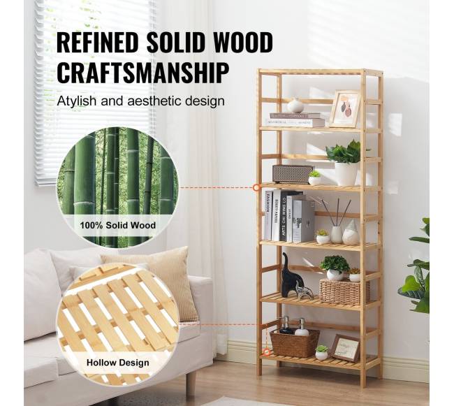 Bambukinė knygų lentyna su 5 lentynomis3