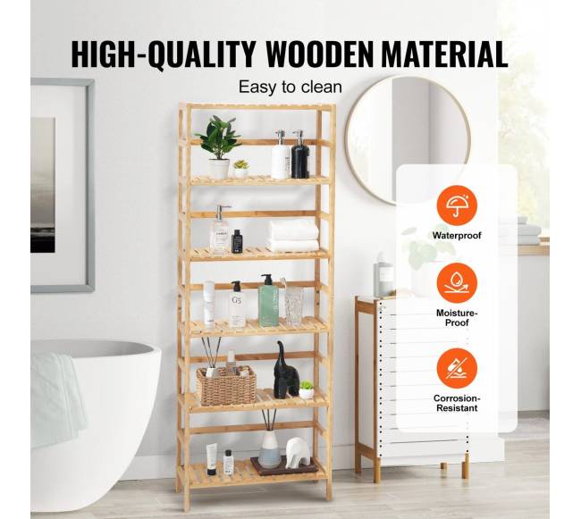 Bambukinė knygų lentyna su 5 lentynomis4