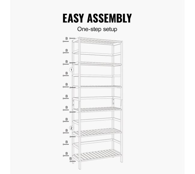 Bambukinė knygų lentyna su 5 lentynomis5