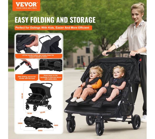 Sulankstomas dvivietis vežimėlis1