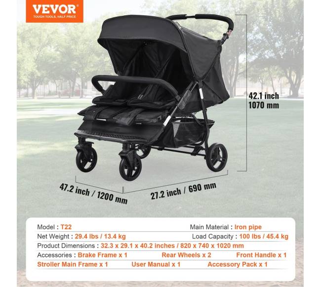 Sulankstomas dvivietis vežimėlis6