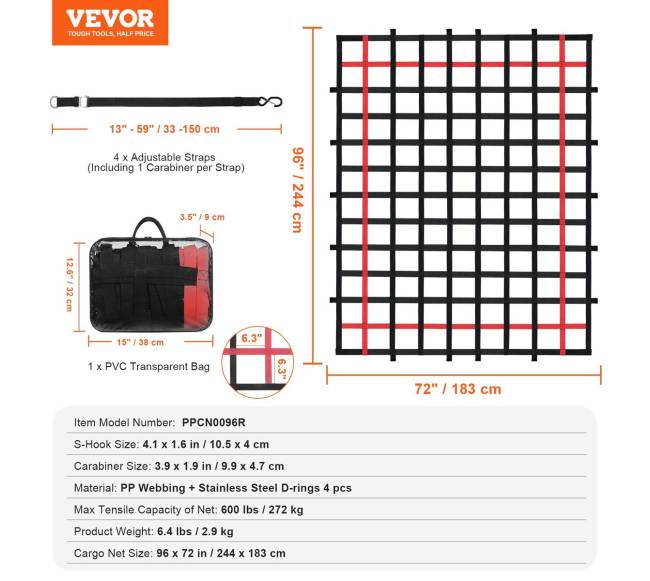 tvirtas krovininis tinklas su reguliuojamais kabliukais6