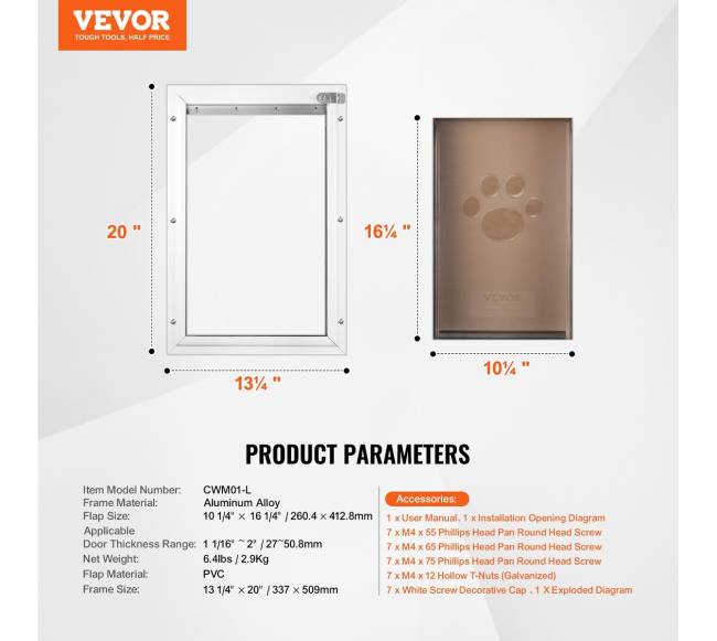 Didelės aliuminio durys su magnetine sistema augintiniams6