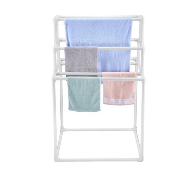 8 dalių PVC rankšluosčių stovas lauko naudojimui0