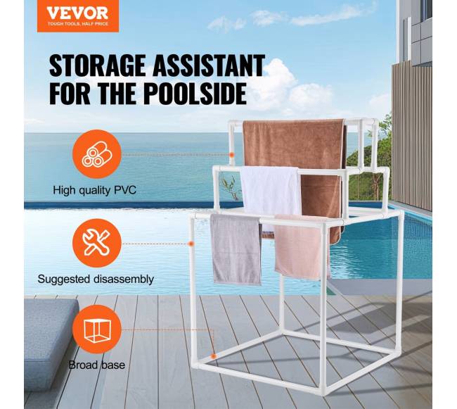 8 dalių PVC rankšluosčių stovas lauko naudojimui1