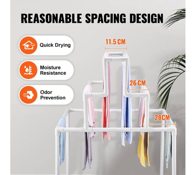 8 dalių PVC rankšluosčių stovas lauko naudojimui3