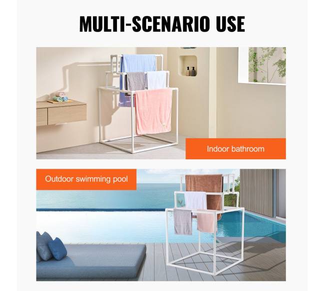 8 dalių PVC rankšluosčių stovas lauko naudojimui5