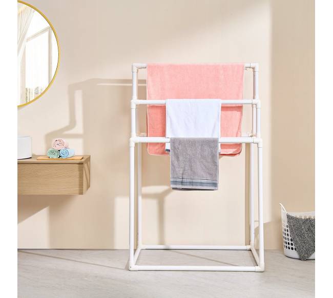 8 dalių PVC rankšluosčių stovas lauko naudojimui7