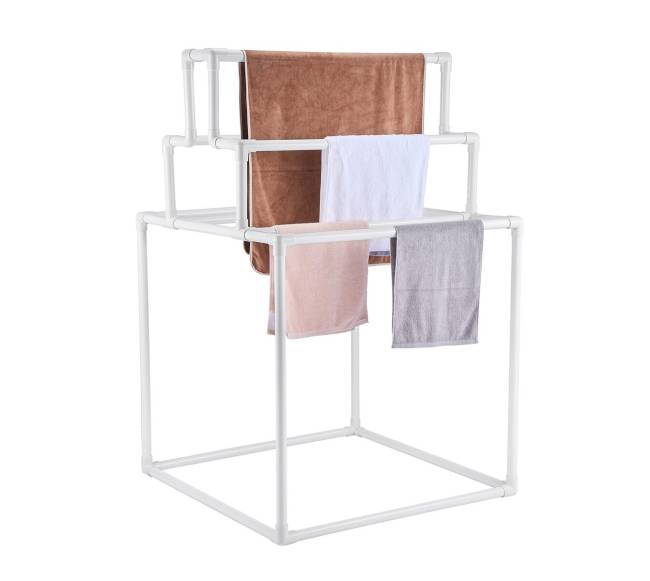 8 dalių PVC rankšluosčių stovas lauko naudojimui9