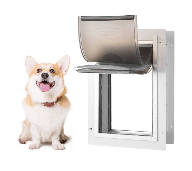 Sieninė gyvūnų duris su spyna ir flapu sistema0