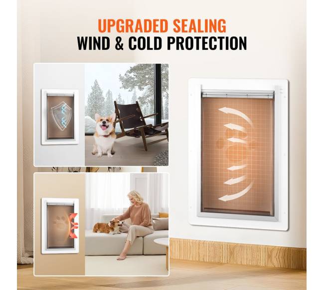 Sieninė gyvūnų duris su spyna ir flapu sistema2