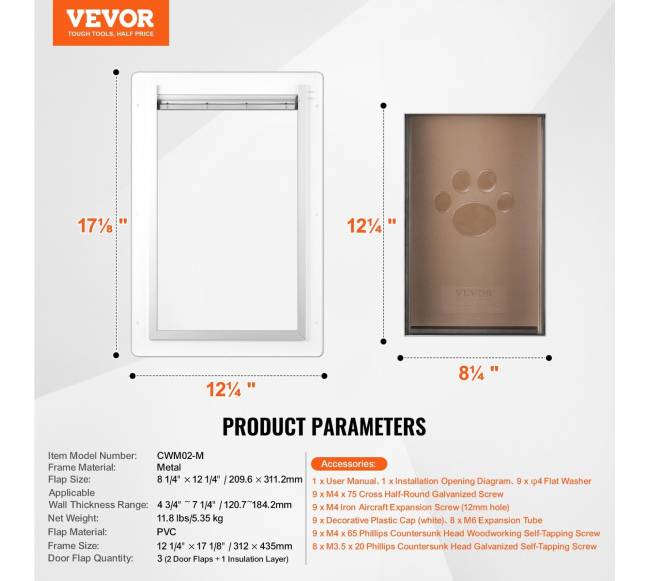 Sieninė gyvūnų duris su spyna ir flapu sistema6