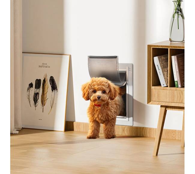 Sieninė gyvūnų duris su spyna ir flapu sistema7