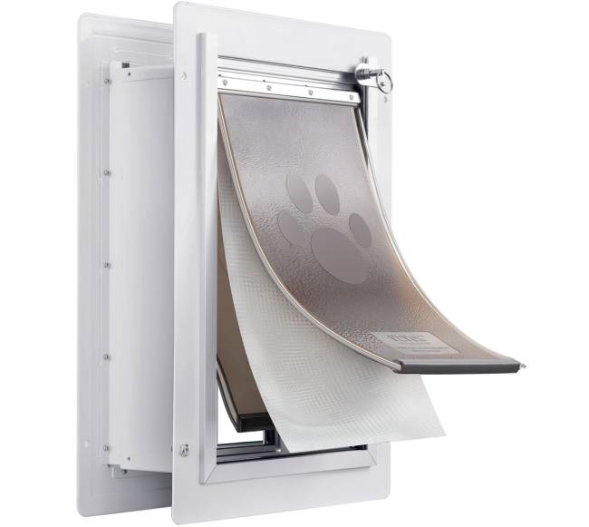 Sieninė gyvūnų duris su spyna ir flapu sistema8