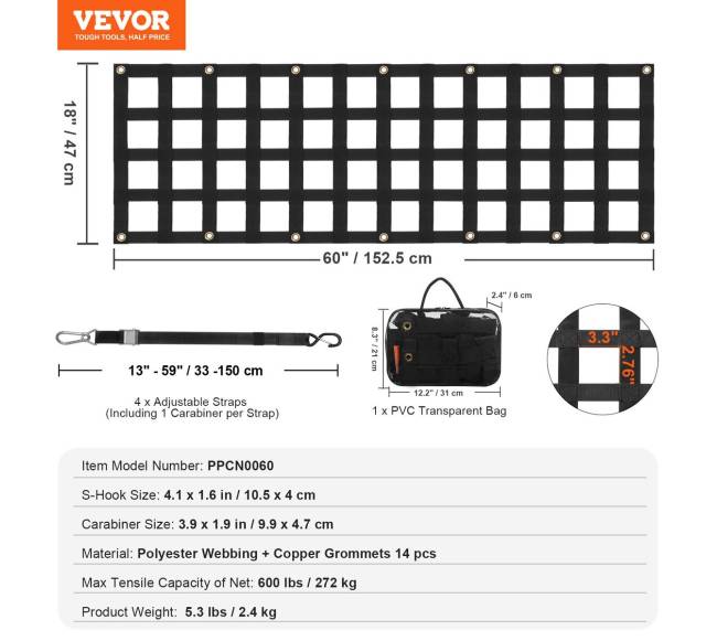 Pikapo uodegos tinklas 152 x 47 cm dydžio6