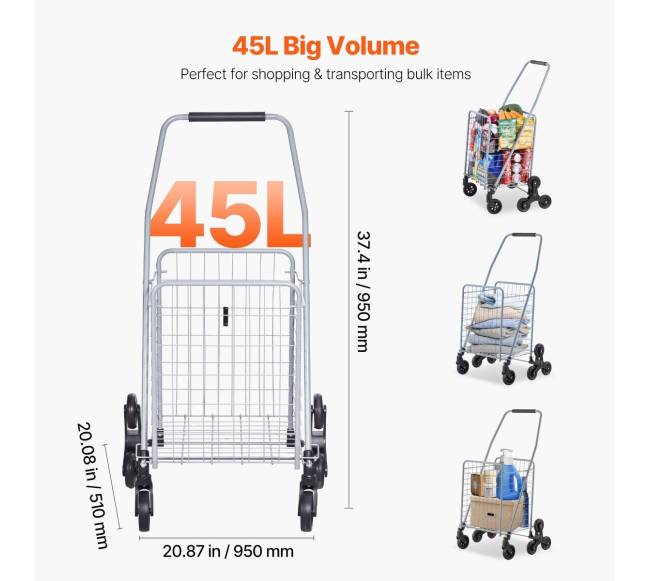 Sulankstomas laiptų vežimėlis su 45L krepšiu3