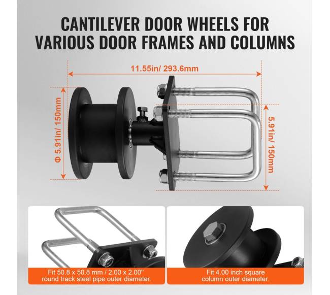 Stumdomų vartų komplektas su 4 bėgių ratukais3