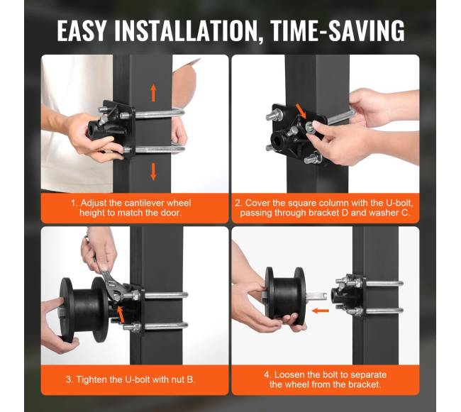 Stumdomų vartų komplektas su 4 bėgių ratukais5