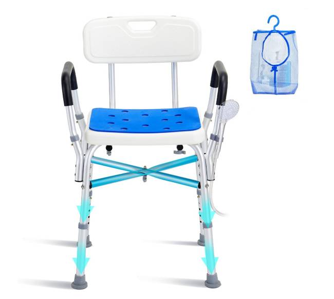 Vonios kėdė su atlošu ir porankiais, reguliuojamo aukščio0