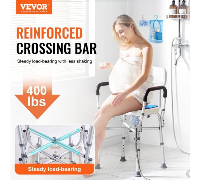 Vonios kėdė su atlošu ir porankiais, reguliuojamo aukščio1