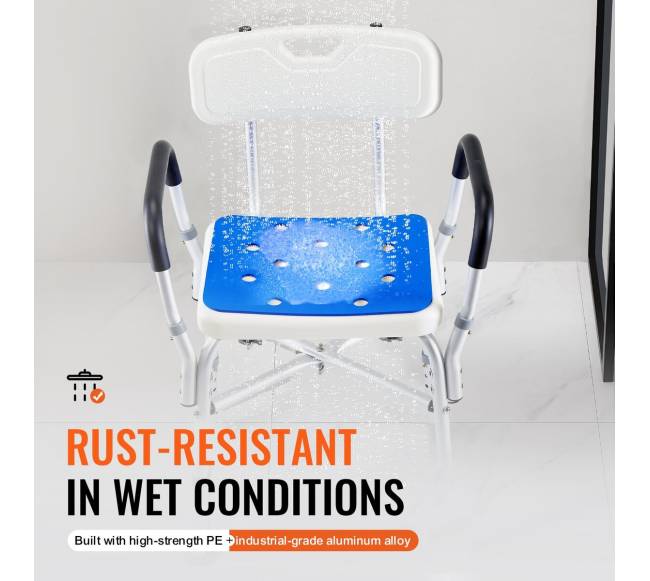 Vonios kėdė su atlošu ir porankiais, reguliuojamo aukščio3