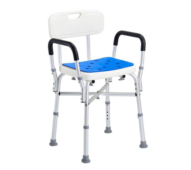 Vonios kėdė su atlošu ir porankiais, reguliuojamo aukščio8