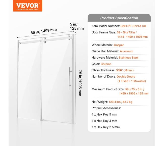 Berėmės dušo durys su chromuotu stiklu6