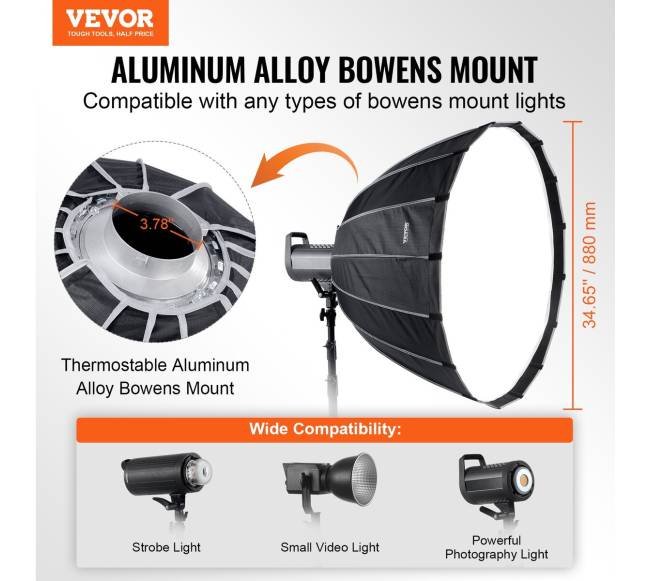 Parabolinis softboksas, 33 colių, greitas lankstymas1