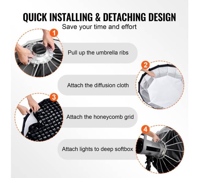 Parabolinis softboksas, 33 colių, greitas lankstymas3