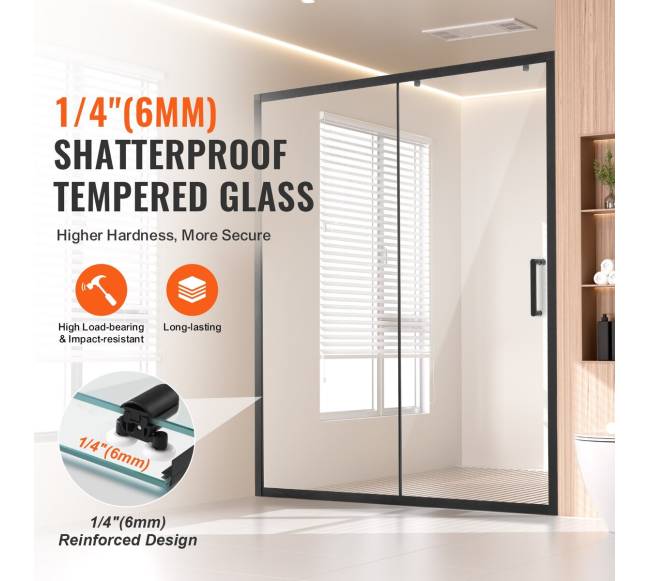 Pusiau berėmės dušo durys 1459-1499 x 1778 mm matinės juodos1